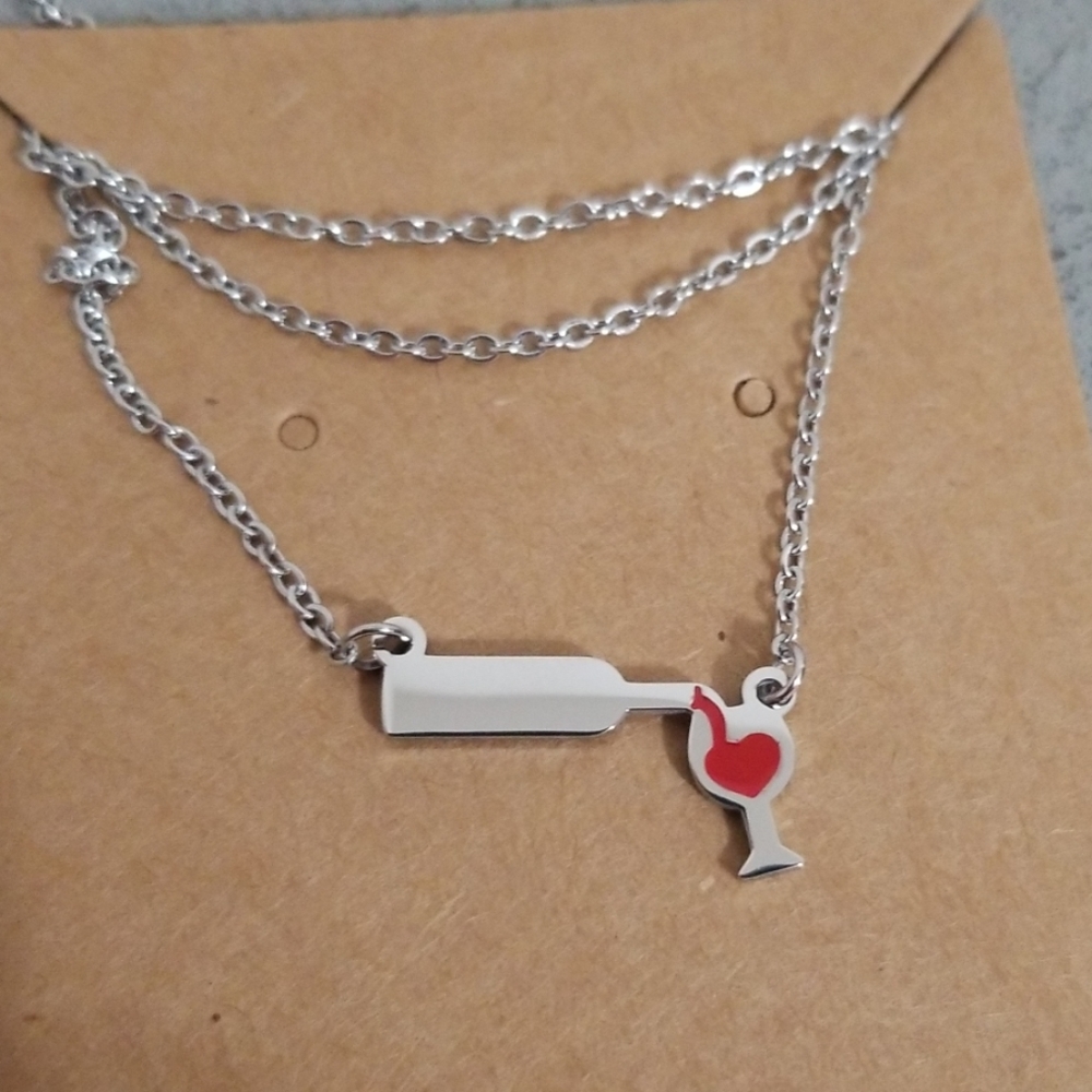 🆕️ Red ❤ Heart wine Bottle Necklace